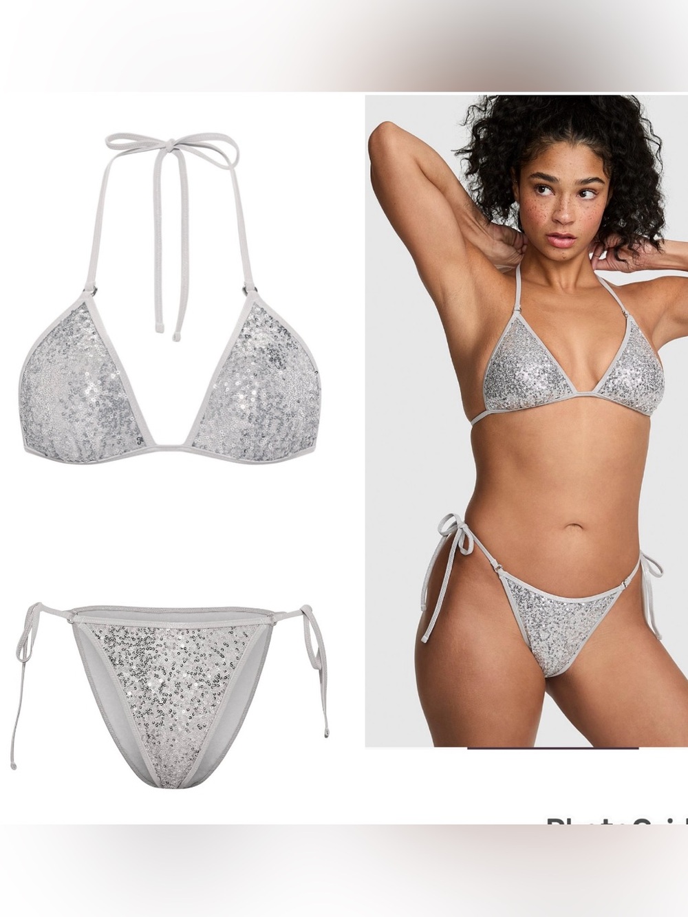 VS PINK SEQUIN BIKINI SET XXL NWT